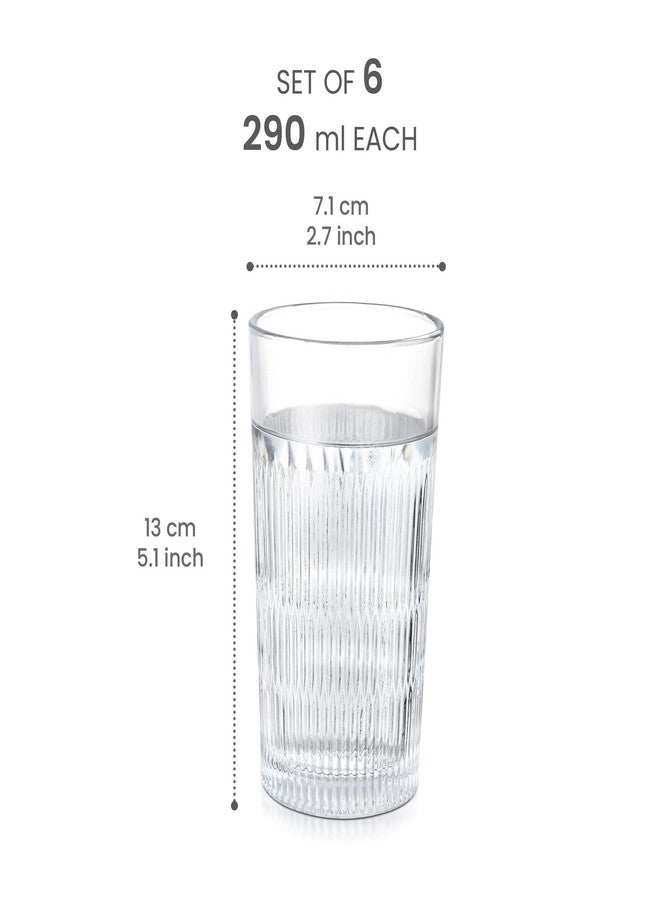 تريو مجموعة أكواب زجاجية فاخرة من تريو باي ميلتون إليكس، مكونة من 6 أكواب، مثالية للماء والمشروبات الباردة، للاستخدام المنزلي والمطاعم والحفلات. سعة 290 مل. - Image 5